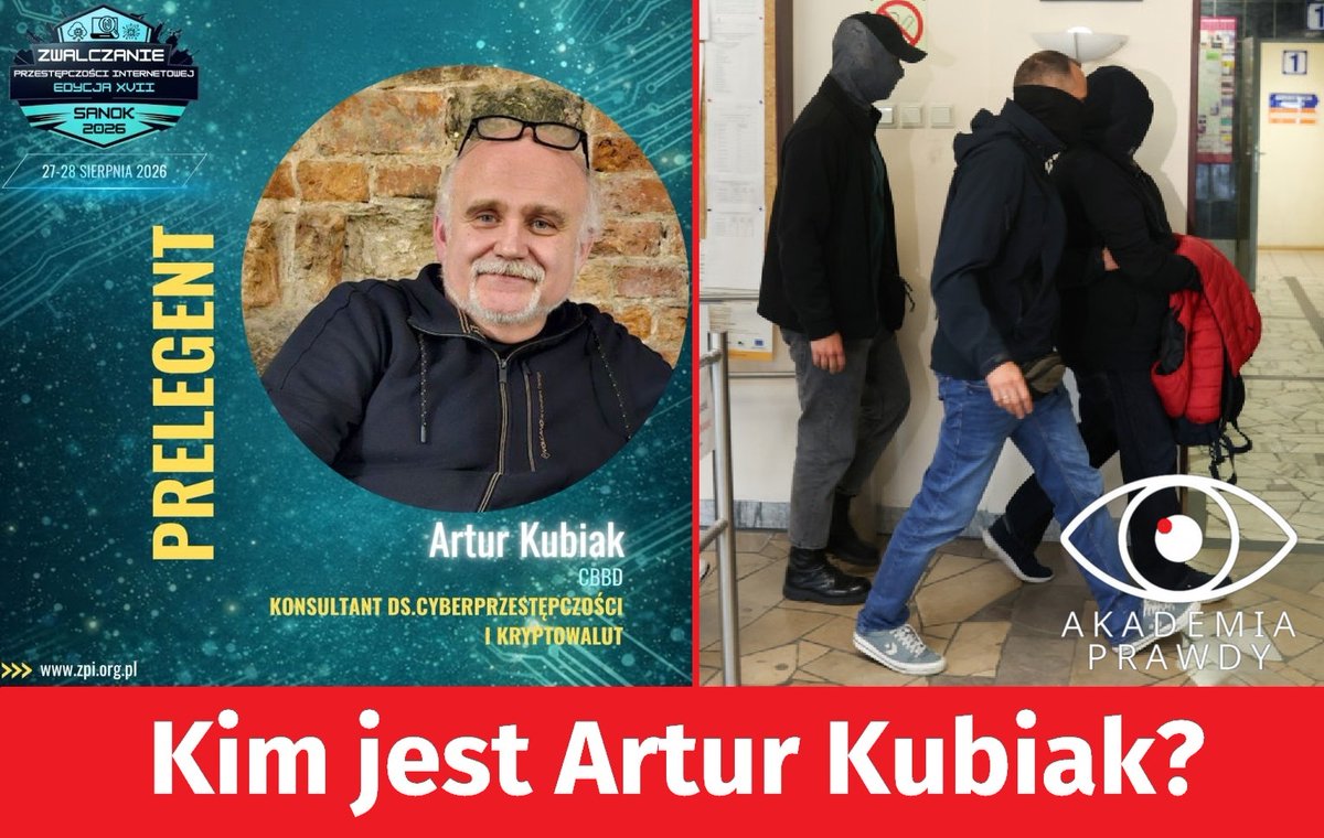 AkademiaPrawdy's tweet photo. Kim jest Artur Kubiak?

Artur Kubiak to były policjant z Katowic, który przez lata zajmował się zwalczaniem przestępczości gospodarczej i cyberprzestępczości. Absolwent Uniwersytetu Wrocławskiego oraz Wyższej Szkoły Policji w Szczytnie. Ukończone eMBA w Akademii Marynarki Wojennej w Gdyni – kierunek Zarządzanie cyberbezpieczeństwem i innymi usługami cyfrowymi. Wykładowca w Uniwersytecie Merito (dawna Wyższa Szkoła Bankowa w Poznaniu) na studiach podyplomowych Przeciwdziałanie Cyberprzestępczości Finansowej. Prelegent i wykładowca na wielu konferencjach i szkoleniach z zakresu bezpieczeństwa transakcji elektronicznych, działań antyfraudowych i kryptowalut. Prowadził szkolenia dla Prokuratur, Policji, Krajowej Administracji Skarbowej.

Do 2016 był naczelnikiem Wydziału do Walki z Cyberprzestępczością KWP w Katowicach. Zajmował się przestępstwami komputerowymi, przeciwko własności intelektualnej oraz przestępstwami na szkodę sektora bankowego.

Po odejściu z Policji związał się z rynkiem kryptowalut. Od kwietnia 2017 był dyrektorem działu bezpieczeństwa BitBay, później przemianowanej na Zonda, a następnie ZondaCrypto. Zakończył pracę w dziale bezpieczeństwa giełdy pod koniec roku 2024.

Co ciekawe, jego działalność w tzw. sektorze prywatnym była bezpośrednio związana z tym, czym zajmował się wcześniej w Policji. Nadal prowadził szkolenia dla policjantów, prokuratorów i KAS oraz występował na konferencjach dotyczących cyberprzestępczości i kryptowalut. Jeszcze w 2024 był wymieniany jako dyrektor bezpieczeństwa ZondaCrypto.

22 września 2026 Prokuratura Krajowa opublikowała komunikat o zatrzymaniu Artura K. ramach śledztwa o sygn. akt 1001-109.Ds.77.2022, czyli w sprawie afery ZondaCrypto. To śledztwo ma wyjaśnić okoliczności bezprawnego pozbawienia wolności Sylwestra Suszka oraz oszukania wielu osób co do możliwości zakupu oraz przechowywania walut typu fiat oraz kryptowalut w ramach giełdy ZondaCrypto. 23 września 2026 pojawił się kolejny komunikat prokuratury o przedstawieniu zarzutów i skierowaniu wniosku do sądu o zastosowanie aresztu.

Arturowi K. zarzucono 2 przestępstwa:
1) udział w zorganizowanej grupie przestępczej, której działania obejmowały nieuprawnione ingerowanie w dane znajdujące się w systemie informatycznym giełdy kryptowalutowej, tworzenie fikcyjnych wierzytelności i przywłaszczanie pieniędzy powierzonych przez użytkowników giełdy w kwocie co najmniej 7,8 mln zł oraz przywłaszczenie 3.900 bitcoinów poprzez przekazanie ich podmiotowi trzeciemu jako zabezpieczenia pożyczki oraz pranie środków pochodzących z przestępstw (art. 258 § 1 kk),
2) niedopełnienia obowiązków związanych z pełnieniem funkcji dyrektora bezpieczeństwa giełdy kryptowalutowej BitBay, następnie ZondaCrypto, w szczególności w zakresie weryfikacji tożsamości uczestników transakcji, legalności przepływu środków oraz przestrzegania procedur przeciwdziałających praniu pieniędzy, poprzez świadome tolerowanie niezgodnych z prawem transakcji oraz zaniechanie działań w celu ich uniemożliwienia (art. 296  § 1, 2, 3 kk w zb. z art. 18 § 3 kk w zw. z art. 284 § 2 kk w zw. z art. 294 § 1 kk i inne).

Te zarzuty w sposób bardziej przystępny opisał 23 września 2026 na X minister Waldemar Żurek: „Fikcyjne wierzytelności, wyczyszczone konta i wyprowadzone 3900 Bitcoinów.” Późnym wieczorem minister przekazał na X dodatkową informację: „Sąd uwzględnił wniosek prokuratora i wyraził zgodę na tymczasowe aresztowanie Artura K. na 3 miesiące.”

W tym wątku afery ZondaCrypto szczególnie interesujące jest to, że Artur Kubiak najpierw był policjantem zajmującym się cyberprzestępczością, następnie przeszedł do firmy kryptowalutowej i odpowiadał tam za bezpieczeństwo oraz kontakty z organami ścigania. Jednocześnie nadal występował jako ekspert i szkoleniowiec w dziedzinie cyberprzestępczości. Dziś wiemy, że w walce z cyberprzestępczością przeszedł na drugą stronę.

Odszedł z ZondaCrypto najprawdopodobniej dlatego, że znał faktyczną sytuację tej kryptowalutowej giełdy. Został wtedy konsultantem/ekspertem ds. cyberprzestępczości i kryptowalut w firmie detektywistycznej o szumnej nazwie Centralne Biuro Bezpieczeństwa i Detektywistyki, w skrócie CBBD. W zasadzie pełna nazwa tej agencji detektywistycznej jest nieco dłuższa: „Centralne Biuro Bezpieczeństwa i Detektywistyki General Group Sławomir Litwin”, przy czym jest to tzw. jednoosobowa działalność gospodarcza.

Sam Artur Kubiak też ma zarejestrowaną działalność gospodarczą jako CIKA Artur Kubiak. Rozpoczął tę działalność 9 marca 2021, a 31 sierpnia 2025 została ona zawieszona. Była to przede wszystkim działalność w zakresie cyberbezpieczeństwa (kod PKD 62.20.A).

Na stronie internetowej CBBD, pod słowami „Nasz zespół - Doświadczeni profesjonaliści z wieloletnim stażem w służbach i sektorze prywatnym” jeszcze w dniu zatrzymania był wymieniany Artur Kubiak. Zniknął, ale warto spojrzeć kim są pozostali członkowie tego zespołu:

Sławomir Litwin – Nadinspektor w st. spocz. – Doświadczenie: 33 lata służby w Policji. Ostatnio zajmowane stanowisko – Komendant Wojewódzki Policji w Łodzi.
Dariusz Zięba – Nadinspektor w st. spocz. – Doświadczenie: 26 lat służby w Policji. Ostatnio zajmowane stanowisko – Dowódca Centralnego Pododdziału Kontrterrorystycznego Policji „BOA”.
Jakub Karmowski – Analityk OSINT – Doświadczenie: Ostatnio zajmowane stanowisko – Zastępca Naczelnika Departamentu Innowacji Finansowych FinTech UKNF.
Jarosław Szymczyk – Generalny inspektor w st. spocz. – Doświadczenie: 33 lata służby w Policji. Ostatnio zajmowane stanowisko – Komendant Główny Policji.
Paweł Dobrodziej – Nadinspektor w st. spocz. – Doświadczenie: 33 lata służby w Policji. Ostatnio zajmowane stanowisko – Zastępca Komendanta Głównego Policji.

Andrzej Rozenek w swoim podkaście „Lot nad kaczym gniazdem” zwrócił uwagę na bardzo niepokojący fakt braku zagospodarowania przez państwo polskie młodych emerytów odchodzących ze służb mundurowych. W wieku niecałych 50 lat odchodzą np. z Policji lub oddziałów antyterrorystycznych i często trafiają do bardzo szemranych obszarów tzw. sektora prywatnego. Niejeden z nich oferuje swoją wiedzę i umiejętności przestępcom. Kolejne przykłady pokazują, że konieczne jest wypracowanie jakiegoś modelu zagospodarowania tych ludzi z korzyścią dla państwa, tak jak to się dzieje w wielu krajach europejskich. W przeciwnym wypadku będziemy mieli coraz więcej spraw kryminalnych z udziałem byłych, wysoko postawionych oficerów Policji, wywiadu, kontrwywiadu lub jednostek specjalnych.

Najciekawsze w sprawie Artura Kubiaka jest nie samo „był policjantem i został zatrzymany”, ale raczej jego przejście z Policji do firmy kryptowalutowej, jego wielka wiedza o działaniach organów ścigania, pełnienie funkcji szefa bezpieczeństwa oszukańczej giełdy oraz powiązania zawodowe ze środowiskiem byłych wysokich funkcjonariuszy. To właśnie te elementy powodują, że jego rola w śledztwie Zondacrypto jest szczególnie interesująca.

autor: @GasewiczJarek dla @AkademiaPrawdy 

źródła: INTERIA, Prokuratura, Podcast „Lot nad kaczym gniazdem”, LinkedIn, CBBD, X

ilustracja: Artur Kubiak – foto LinkedIn+PAP