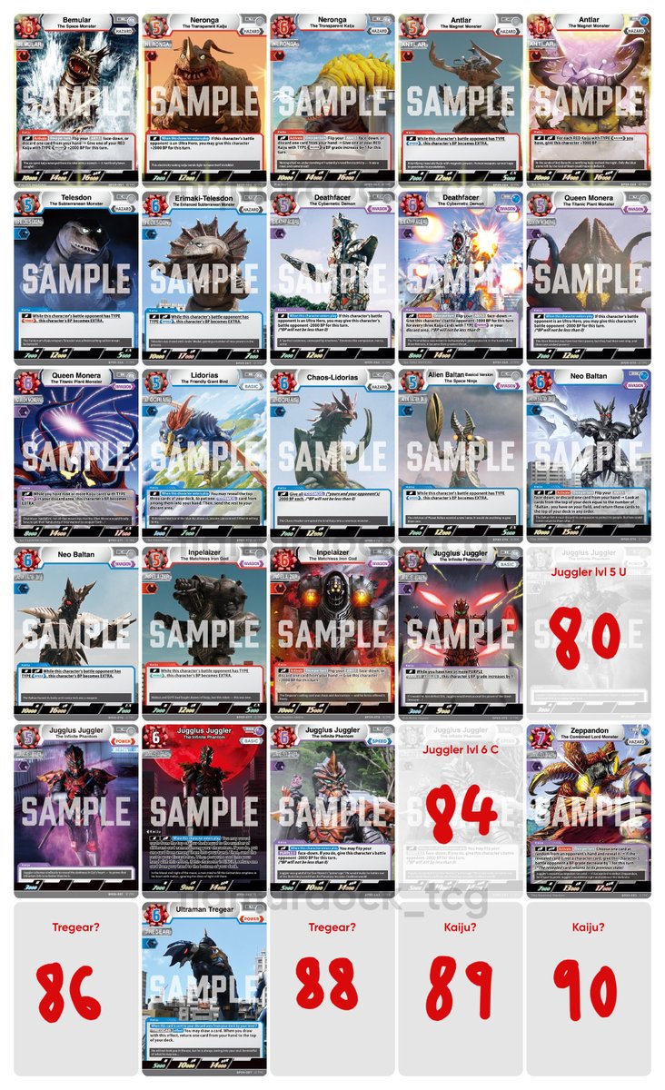 fiqmurdock_tcg's tweet photo. Ultra reveals are basically done. All that's left are 2 RR and 1 R and we only have a remainder of kaiju, scene and boost cards to be revealed. Could there be a another kaiju apart from Tregear like the single Carmeara before? 🤔 #UltramanCardGame https://t.co/I8xXtyg7Dx