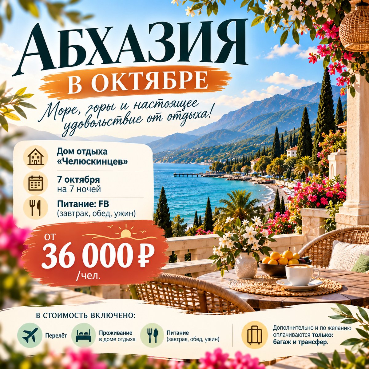 Abxazia_2017's tweet photo. Внимание! Отличная АКЦИЯ для отдыха и лечения в Абхазии в октябре. Дом Отдыха «им. Челюскинцев» (Гагра) - https://t.co/DOo7hllZch Осуществляйте бронь заранее, т.к. свободных номеров с каждым днём всё меньше. #Абхазия #Гагра #отдых #лечение #домотдыха #осень #туры #туризм #travel https://t.co/rGw4uF3JaR