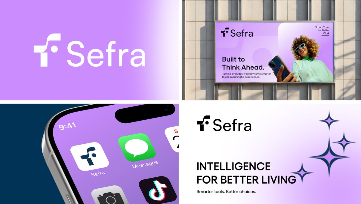 Rokonpro360's tweet photo. Sefra - AI Logo & BrandingA modern identity built around intelligence, connectivity, precision, and forward-thinking technology. The geometric mark and purple-blue visual system create a futuristic, premium direction for AI, fintech, SaaS, and digital brands.#AILogo #AIBranding https://t.co/PXCO7Yy8CC