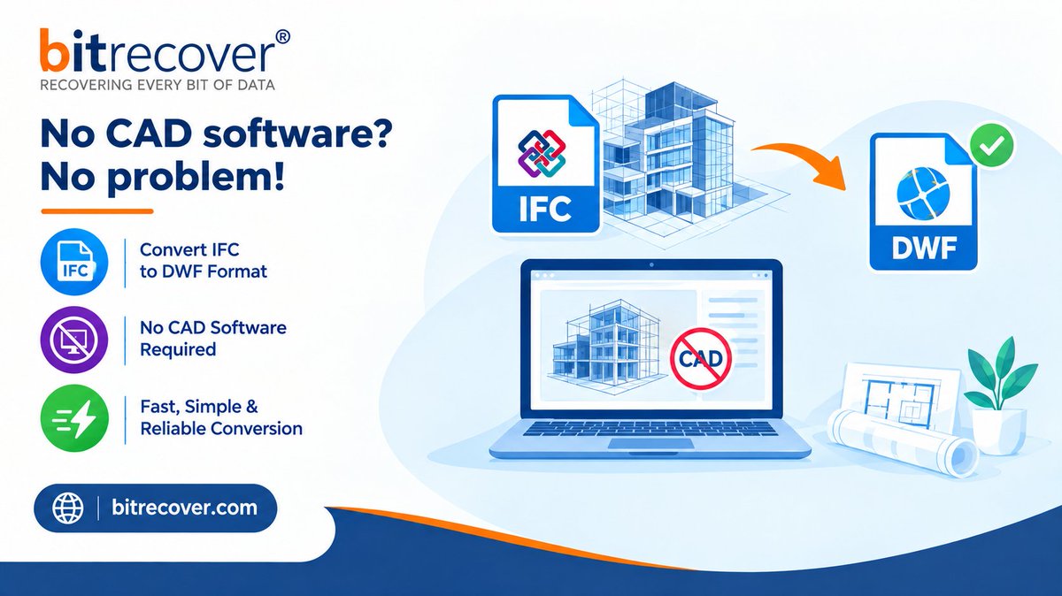 bitrecovers's tweet photo. No CAD software? No problem!
Convert IFC to DWF and easily share BIM models without expensive CAD tools. 🏗️📐
Learn more with BitRecover: https://t.co/P1L5MtC0uC
#ifc #dwf #bim #bitrecover https://t.co/etbW1xSsmi