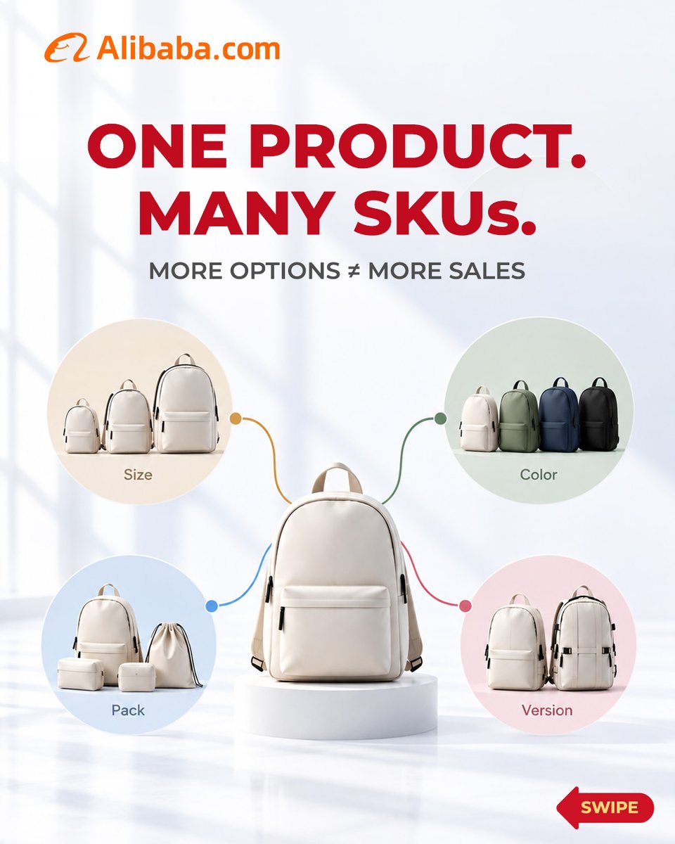 AlibabaSEA_'s tweet photo. Product variations can meet customer needs, but too many SKUs add inventory and operational complexity.

💡 Add SKUs with purpose. Source smarter on https://t.co/Jam8DjxYfI.

#AlibabaCom #SmartSourcing https://t.co/tP8lS2VeDg