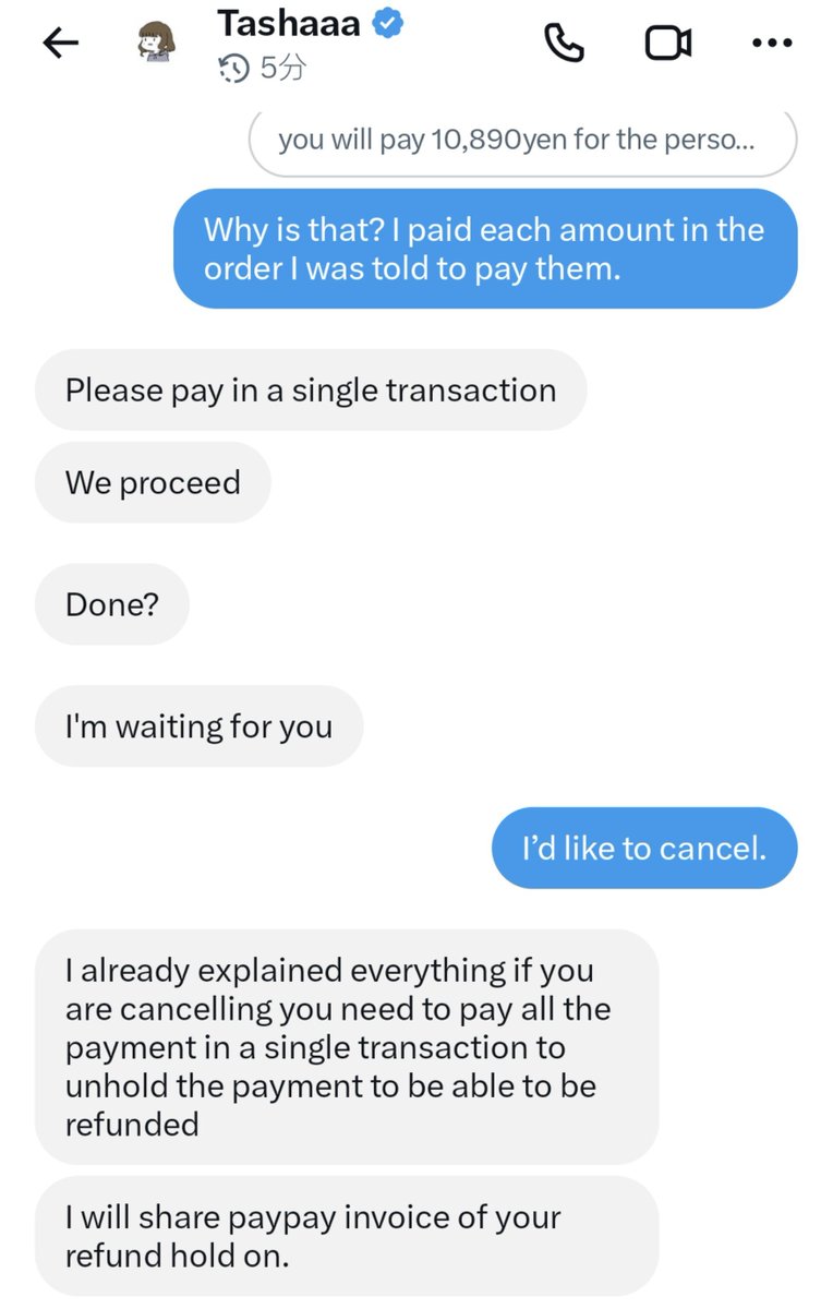 HDay315's tweet photo. ⚠️ This account is a scam. They keep demanding additional payments with different excuses. When you ask to cancel, they claim PayPay can refund you through a feature that doesn’t exist. Please be careful and report this account.
#GMMTVStarlympics2026 https://t.co/p3vWZhEfgg