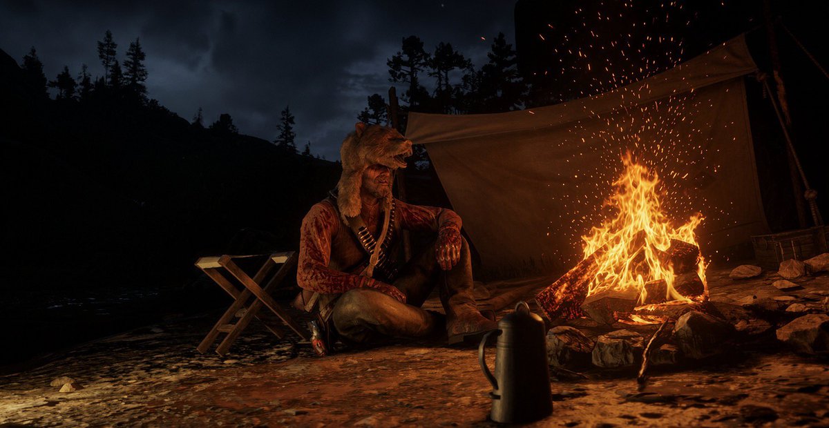CashRedstone's tweet photo. I sit with the dark. Then I ride through it. ๐ฅ๐บ
#RDR2 #RedDeadRedemption2 #Campfire #Outlaw #RideOn #Twitch https://t.co/otfzPp6WLE