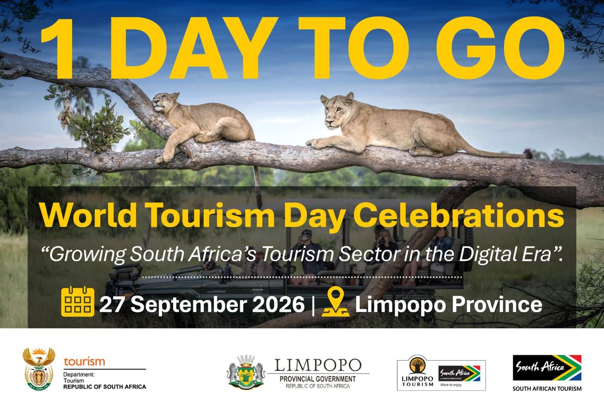 Tourism_gov_za's tweet photo. #WTD26 | #WorldTourismDay2026 | #TourismMonth2026 | #DigitalTourismSA | #ShareSouthAfrica | #WeDoTourism | #GoLimpopo | #VisitLimpopo |
@LimpopoLEDET | @golimpopo https://t.co/je04BxurUE