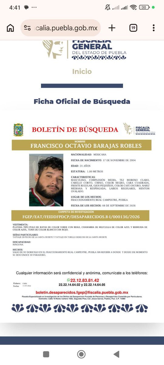 rogelio16gomezr's tweet photo. Twitteros hoy les pido su ayuda para compartir está ficha de búsqueda, es una persona allegado a mi familia desapareció en Puebla. https://t.co/p6wUoWWc5E