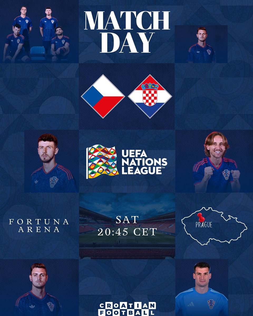 THEFINAL_3R's tweet photo. 🇨🇿 Czech Republic 🆚 Croatia 🇭🇷

A big League A clash! 🔥⚽

Croatia bring experience and quality, while Czech Republic will look to make home advantage count. Expect a competitive battle with plenty at stake. 👀💥

#NationsLeague #CzechRepublic #Croatia https://t.co/yANhMIuZzB