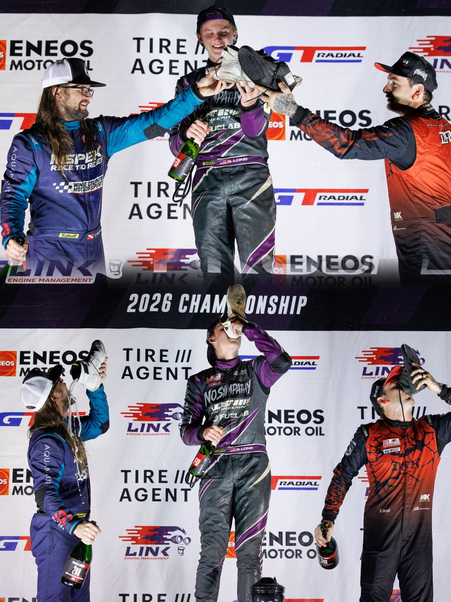 FormulaDrift's tweet photo. Your @Link_ECU PROSPEC RD4 Podium here in Vegas!
๐ฅ Braden Lons
๐ฅ Kasey Kohl
๐ฅ Dustyn Farrell
#FormulaD #FormulaDRIFT #FDLV https://t.co/wCeRC6FaOV