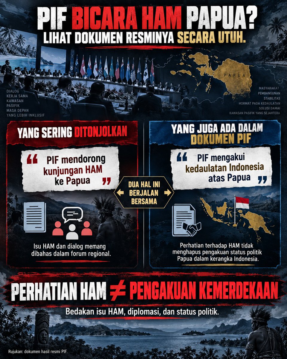 lmillerthriller's tweet photo. Isu hak asasi manusia (HAM) di Papua dan posisi politik Papua perlu dibedakan berdasarkan dokumen resmi.
#Papua #HAMPapua #HakAsasiManusia #WestPapua #PapuaIndonesia #PacificIslandsForum #PIF #KedaulatanIndonesia #DokumenResmi #Diplomasi #DialogDamai #DialogKonstruktif https://t.co/oS1Txqlq33