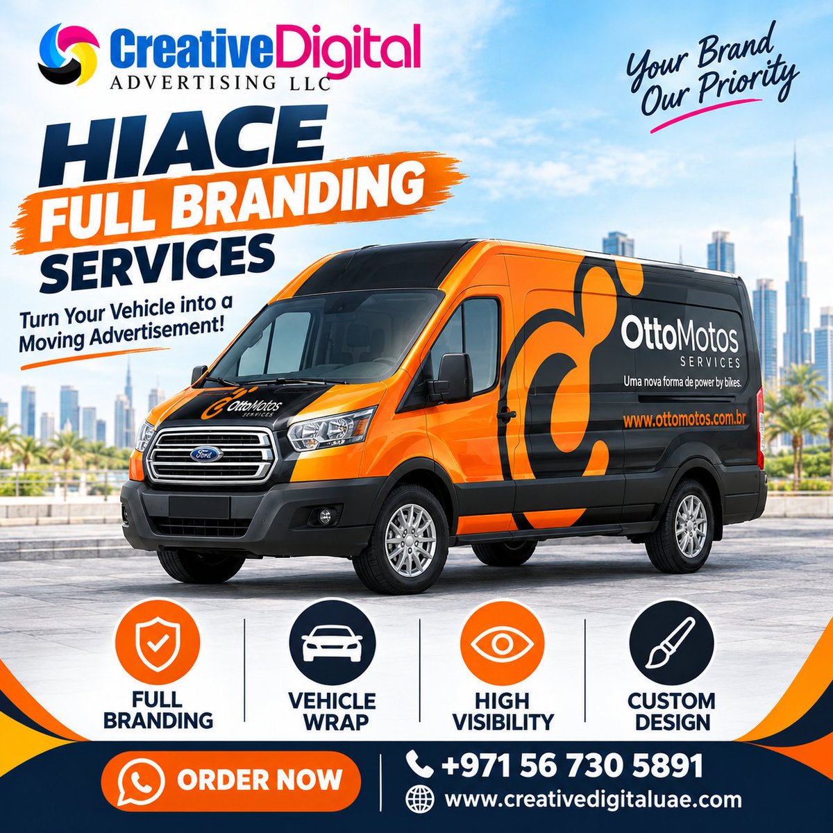creativeadvtdxb's tweet photo. Transform your Hiace into a powerful mobile advertising platform with professional full vehicle branding.
π± Call or WhatsApp # +971 56 730 5891
#HiaceBranding #VehicleBranding #DubaiBranding https://t.co/UtLDV1k7xX
