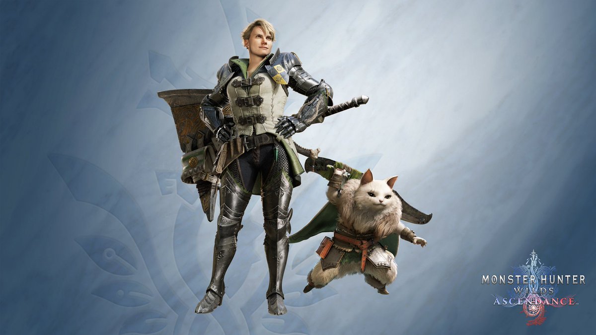 MH_Wilds's tweet photo. 【キャラクター紹介】オリヴィア＆アトス

禁足地調査隊の一員であり、
その中の小隊「星の隊」を率いる優秀なハンター。

エリック、ヴェルナーと共に特殊な依頼を請け負う筆頭グループとして活動していたが、ギルドより指名されて以降、禁足地での調査任務を継続している。

オトモアイルーのアトスは
オリヴィアをサポートする長毛種のエリートオトモ。

『#モンハンワイルズ』と『#モンハンアセンダンス』それぞれの姿をチェック！

https://t.co/ng6CvZON8L #MHWilds #MHWA
