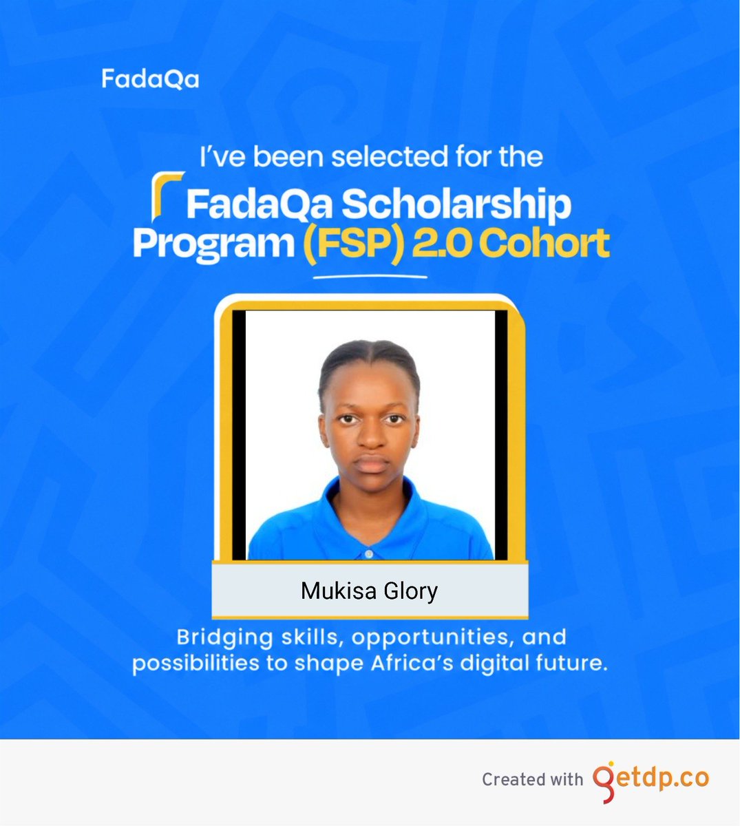 Glo69543303's tweet photo. I’m thrilled to announce that I’ve been selected for the FadaQaq Scholarship Program (FSP) 2.0 Cohort for Product Design! 🎓✨
Deeply grateful to @FadaQaq for believing in my potential to help shape Africa’s digital future.
#FSP2.0 #FadaQaTechScholars https://t.co/ajTJNg8i1X