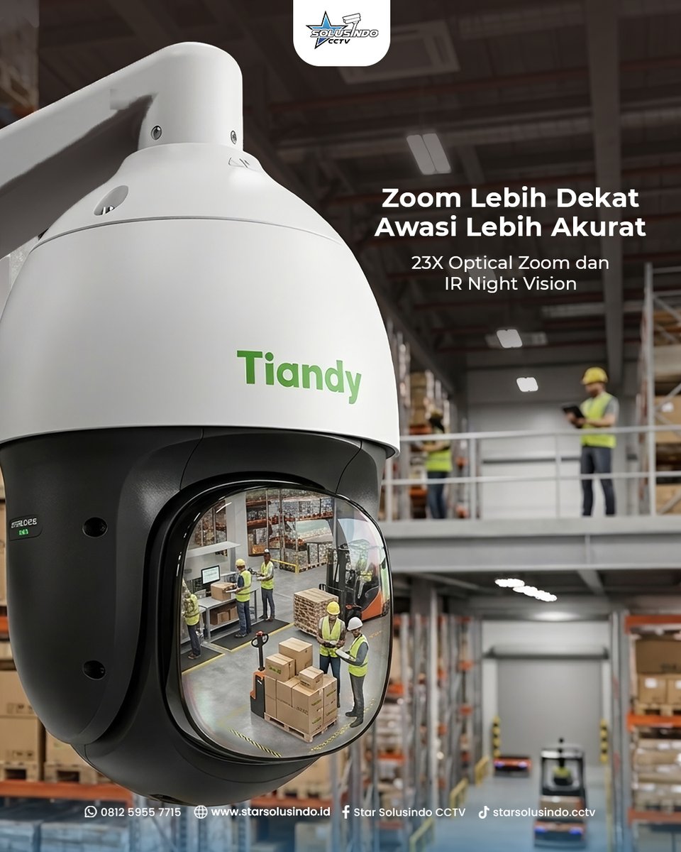 starsolusindo_'s tweet photo. Area luas? Pantau lebih detail dengan Tiandy PTZ 23X Optical Zoom + IR Night Vision. Cocok untuk gudang, pabrik &amp; area industri. Konsultasi Star Solusindo CCTV

#Tiandy #PTZCamera #CCTVIndustri #CCTVGudang #StarSolusindoCCTV https://t.co/VyvNpiwqcD