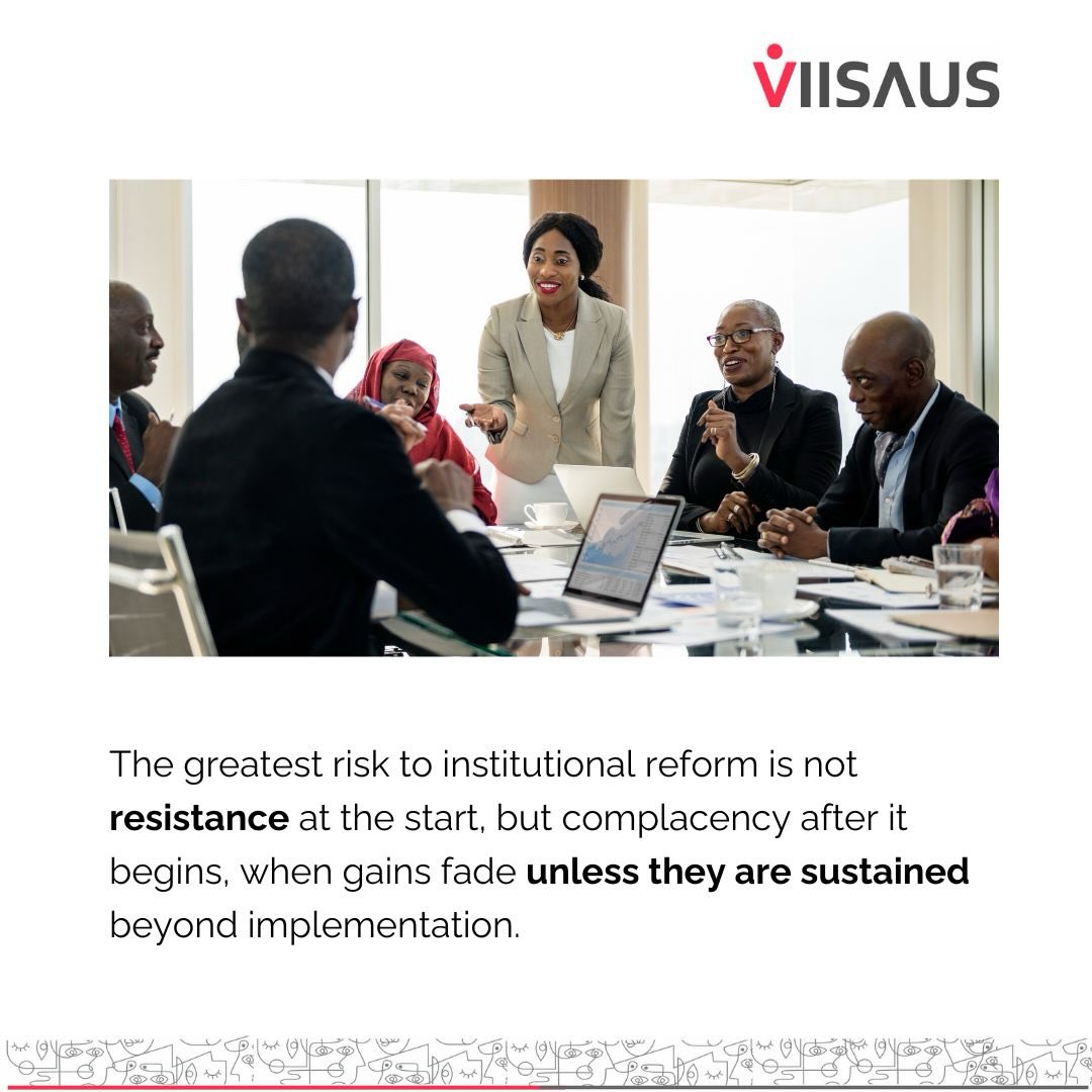 ElizEdmiso5o's tweet photo. The greatest risk to institutional reform is not initial resistance but complacency afterward. Up to 70% of change efforts fail when leadership commitment fades. Lasting reform requires clear ownership, aligned governance, reinforcing incentives, https://t.co/zNo43FE7Se
