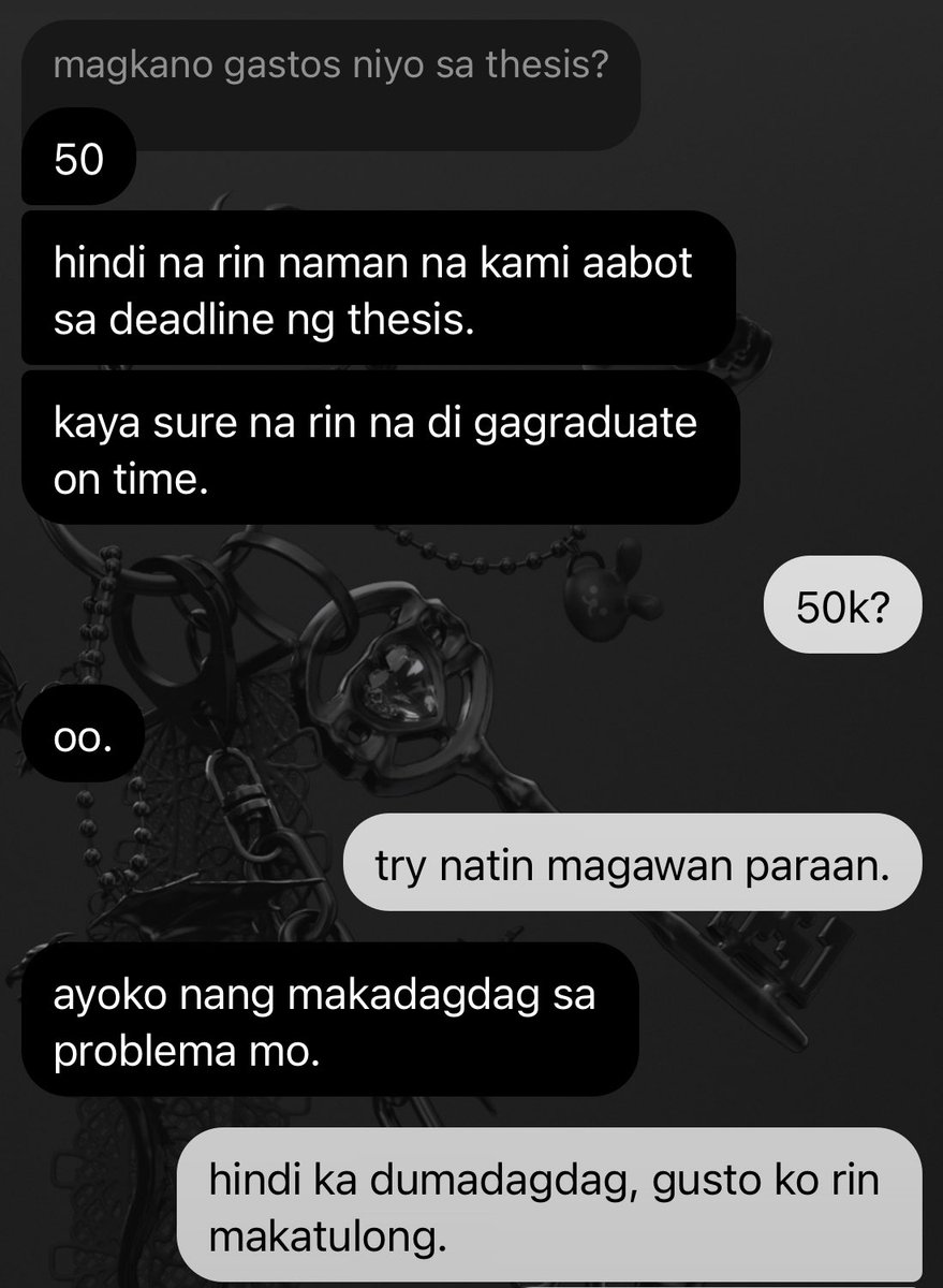 rosxzee's tweet photo. 𝗣𝗥𝗢𝗠𝗢 𝗣𝗔𝗥𝗔 𝗦𝗔 𝗧𝗛𝗘𝗦𝗜𝗦 𝗔𝗡𝗗 𝗔𝗟𝗟𝗢𝗪𝗔𝗡𝗖𝗘 

awang awa ako sa bf ko, BS BIO course niya and pareho kaming graduating na. meron silang 50k na gastusin para sa thesis huhu. dalawa lang sila sa thesis and namatayan pa ‘yong kasama niya. naaawa ako na maddelay siya sa graduation kaya gustong gusto ko makatulong huhu. may mga problema din  ako sa thesis at allowance kaya if may extra kayo or gusto niyong magpapromo please let me know. help us guys kasi hindi ko na rin alam talaga :((