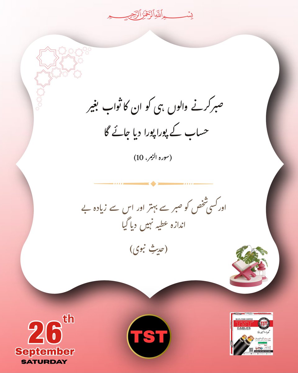 tstcables's tweet photo. 26 SEPTEMBER 2026
#tstpakistan #tstcables #tstlighting #tstswitches #tst https://t.co/9Bg5psiKO9