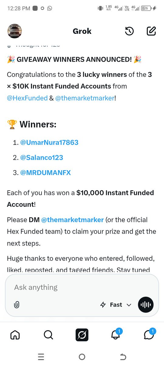 themarketmarker's tweet photo. Congratulations to the winners 

@UmarNura17863
@Salanco123
@MRDUMANFX

Kindly open a ticket on discord to claim your account. https://t.co/mWWd9unWKi