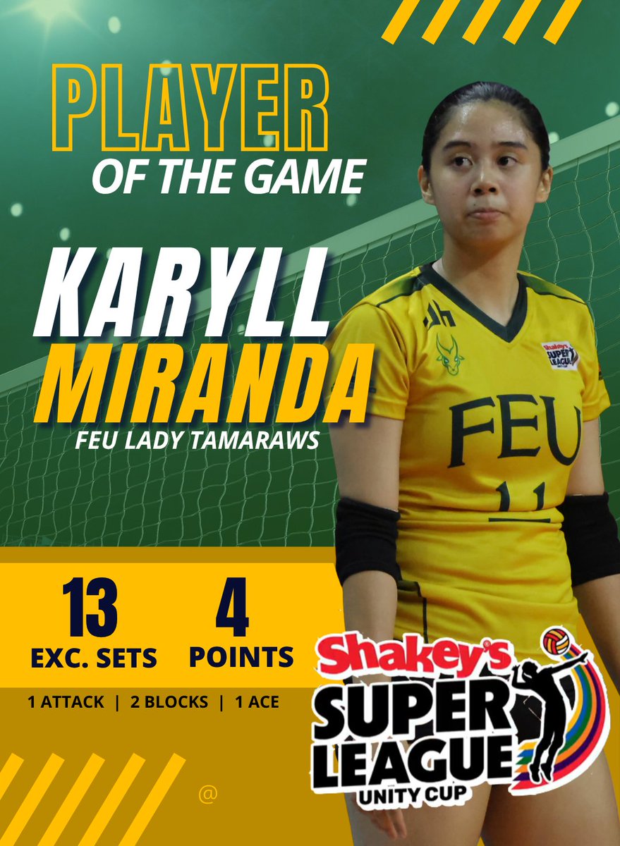 OhHeyCeej's tweet photo. KAKA MIRANDA is our POG. Nice game Lady Tams! Ia David, Audrei Pagayanan and Fel Sumague the FEU-ture is bright for the FEUWVT! #LetsGoFEU

#ShakeysSuperLeague #SSLUnityCup https://t.co/CCRgBfrS5L