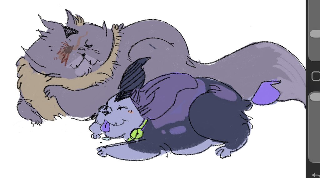 glowymoonstone's tweet photo. Jevil dog and actual cat seam or should I say yellowfangesque seam https://t.co/WEdoOkTnwd