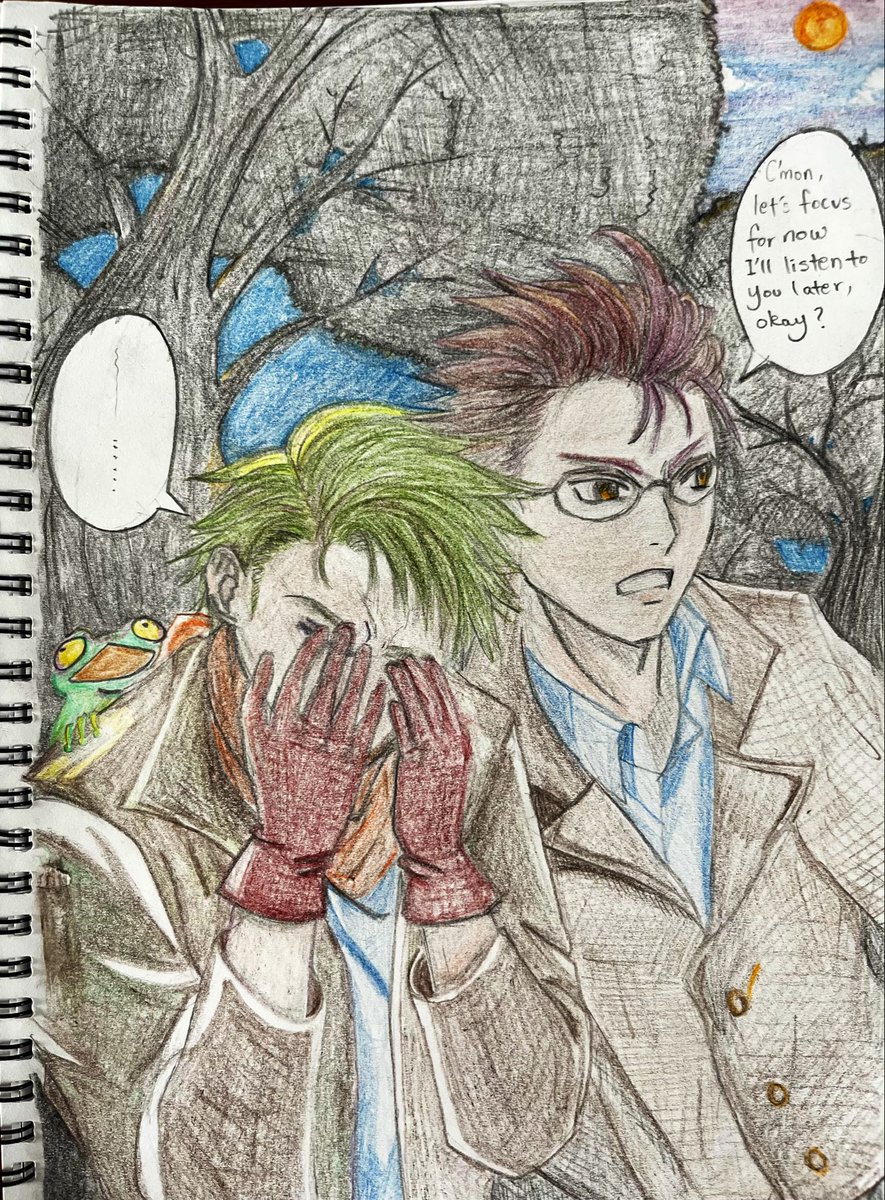 AbyssBloombrn0's tweet photo. After hours of tension, Julian suddenly recalls that bitter sweet moment in the Sinon pub, realizing what he hoped for wouldn’t happen...at least for now. 100% fan imagined. Julian &amp; Thomas in the Sinon Woods.
#RomancingSaGa3 https://t.co/gQTYqEHgOw