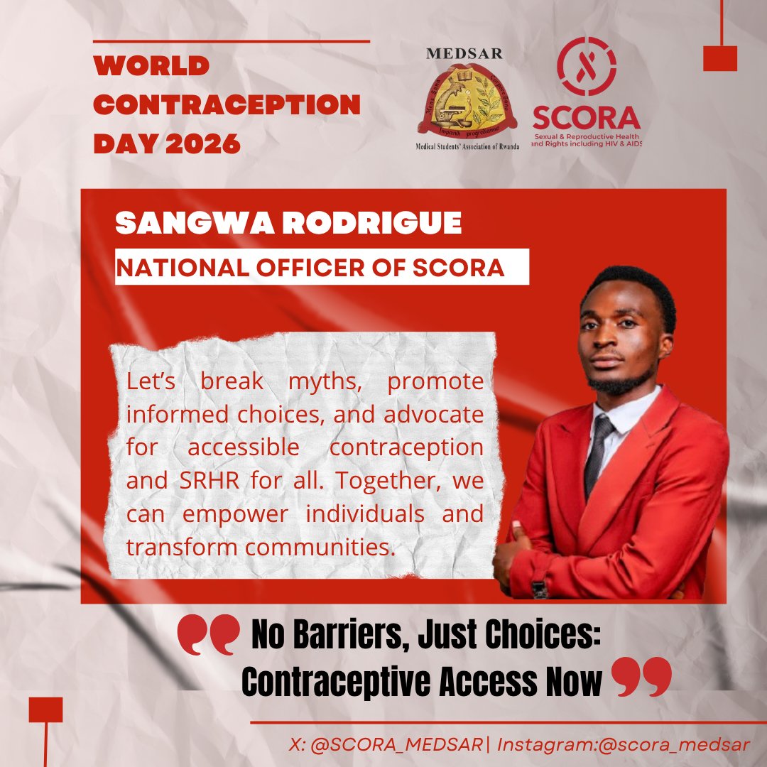 scora_medsar's tweet photo. 🎙️ MESSAGES FROM OUR SPEAKERS | WORLD CONTRACEPTION DAY 2026 🌸
✨ No Barriers, Just Choices: Contraceptive Access Now.

Join us TODAY | 8:00–9:00 PM | Google Meet 💗

#WorldContraceptionDay #MEDSAR #SCORA #SRHR #ContraceptiveAccess https://t.co/hkZ7VPy2kZ