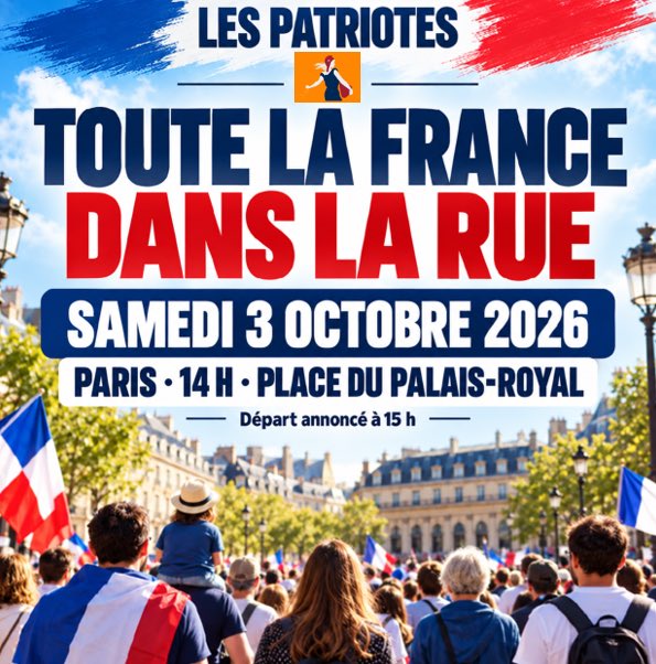 f_philippot's tweet photo. On ne lâche rien ! 

Vivre (et non survivre) 
Vivre libre 
Vivre en Paix 

SAMEDI 3 OCTOBRE TOUTE LA FRANCE DANS LA RUE
Rdv Paris 14h Place du Palais Royal

Et des rassemblements partout en France : Lyon, Marseille, Périgueux, Dijon, Strasbourg, Grenoble, Chaumont, Châteauroux, Aubière (63), etc.

🇫🇷🇫🇷🇫🇷