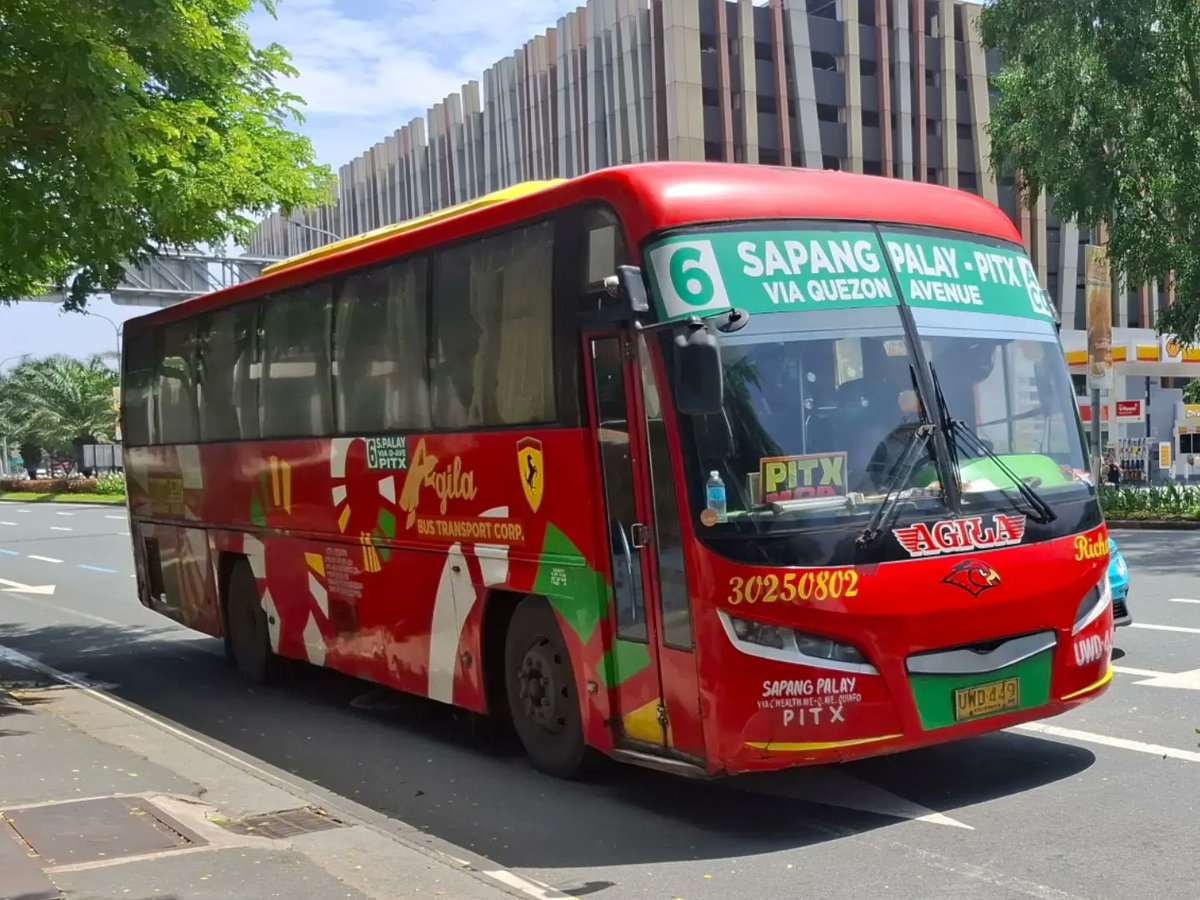 JarredFrutlwp's tweet photo. Agila Bus Transport 30250802 
SRMWI Daewoo BS 106 SR 
Current route: Route 6 Sapang Palay–PITX via Quezon Avenue 
Date taken: August 16, 2026 https://t.co/HoxjfhHbLw