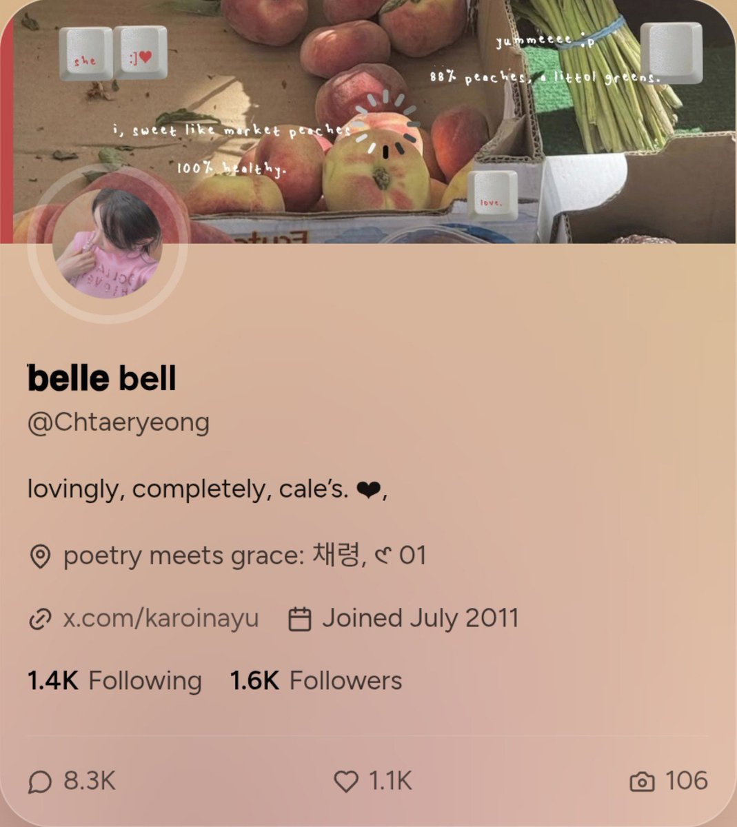 Chtaeryeong's tweet photo. new set-up! 🍑 https://t.co/Dd3ahzAAvg