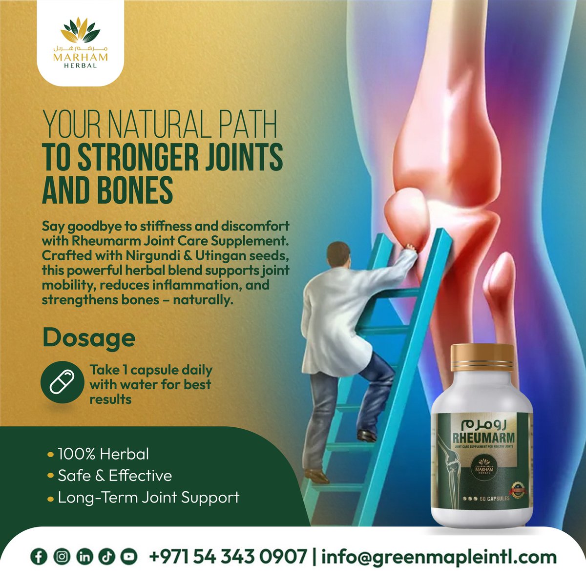 ColtonButkiizm's tweet photo. Say goodbye to joint pain naturally! Strengthen bones and support mobility with Marham Herbal’s Rheumarm Joint Care Supplement, made with Nirgundi and Utingan seeds. Just one capsule daily helps reduce inflammation, ease stiffness, and support https://t.co/q9eipJj2Ug