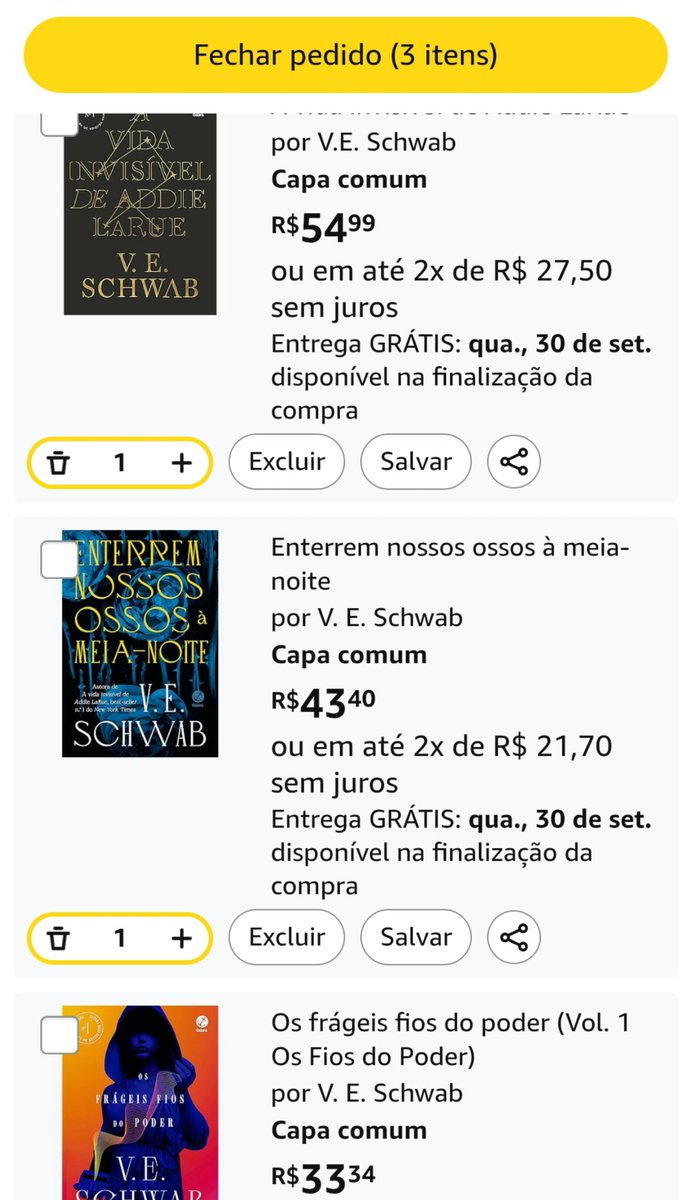 ggukhunter's tweet photo. meu carrinho dominado pela schwab (quero ler todos os livros dessa mulher https://t.co/SrOVp1DWXG