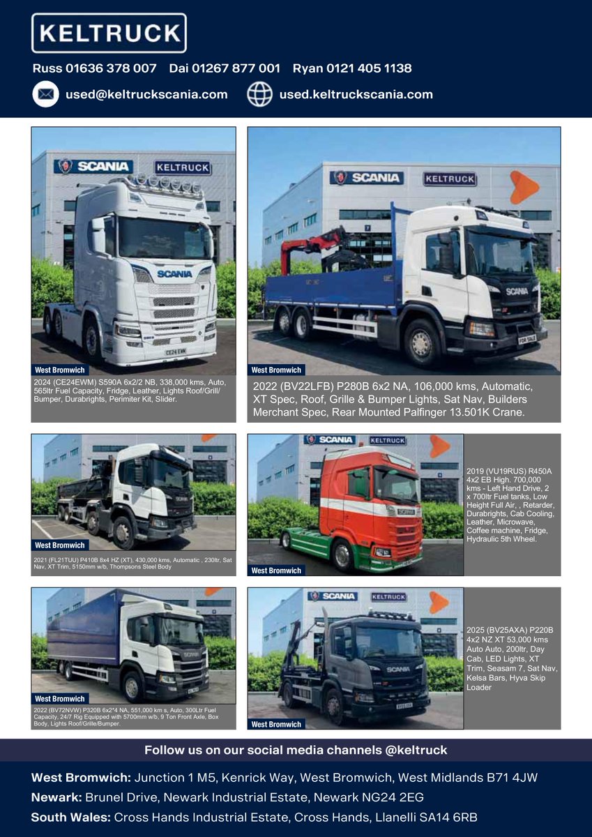 keltruck's tweet photo. @SFletch8 @RustyWarn @ScaniaGroup @ScaniaUK @davemor66816340 @Comm_Motor @Andrew_Bentley @RussBarnes84 @TRATON_GROUP @daisparks35 @PhilHolmes129 Some great used #Scania vehicles in stock at the moment. Contact any member of the used sales team today.

➡️ https://t.co/JMNosrDQwN

#Keltruck #ScaniaUsedTrucks #YouCanHaveTheBest https://t.co/LTkGUXZ1vi