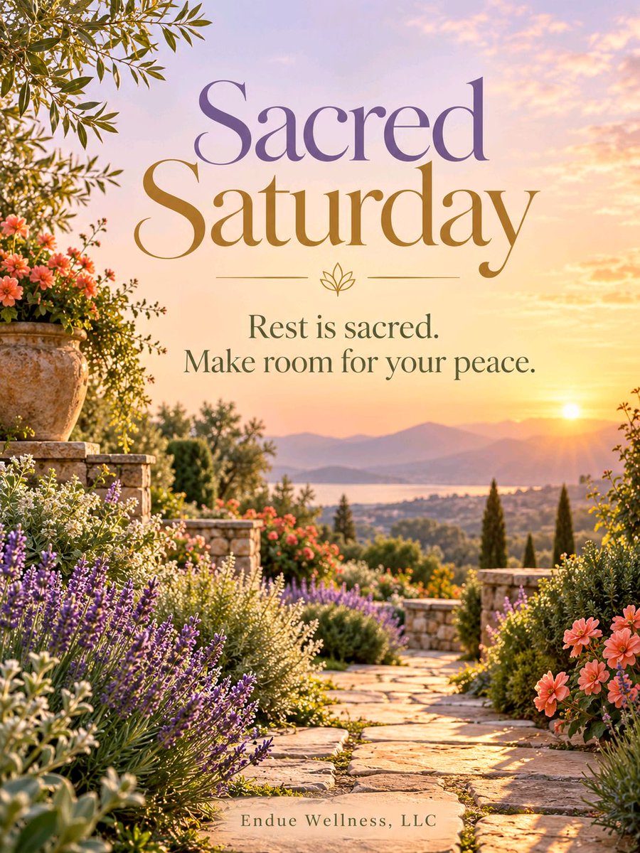enduewellness's tweet photo. Hey Beautiful Souls! 🌿 This Sacred Saturday, give yourself permission to pause. Rest is sacred, and your peace deserves room to grow.

Y’all know the vibe — stay grounded, stay glowing. Endue it with grace. ✨

#SacredSaturday #EndueWellness https://t.co/bnCS77wvZe