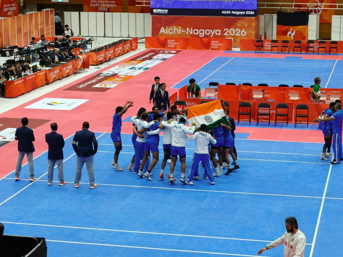 ani_digital's tweet photo. India defeats Iran 40-34 to retain men's kabaddi gold at Asian Games 2026
Read @ANI Story | https://t.co/5JHMfCHCaw
#AsianGames #Kabaddi https://t.co/BoSPhL30MT