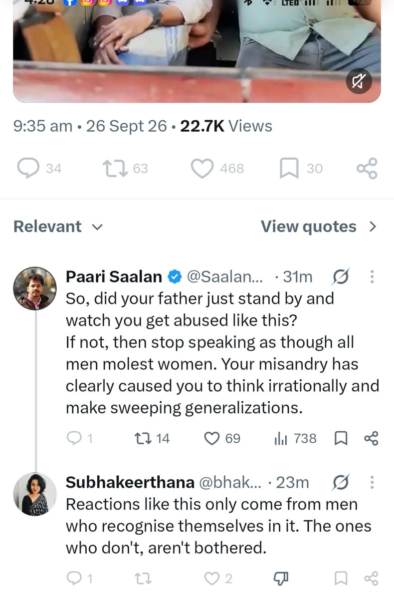 SaalanPaari's tweet photo. When you ask a feminist a simple, logical question, she gives an absurd response and then blocks you so you can’t respond with a more rational argument. These are the same people who claim they want “equal space,” yet the moment someone asks a challenging question in that supposedly equal space, they retreat to their rooms and slam the door shut.