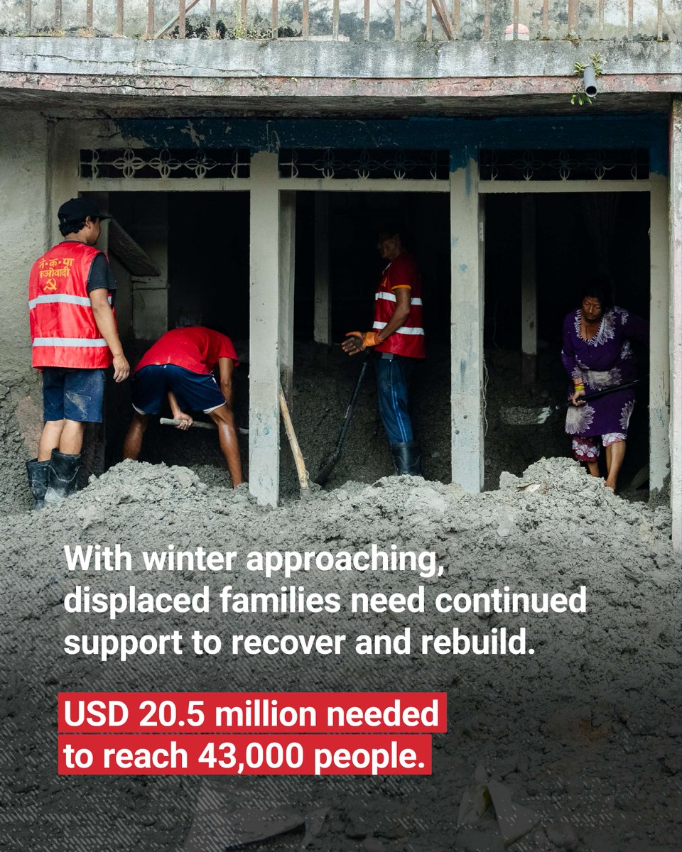 UNmigration's tweet photo. One month after devastating floods struck #Nepal, families are still navigating the aftermath. 

Alongside the Government of Nepal, IOM supports displaced families with shelter, essential household items and medical supplies, helping identify where people are and what they need. https://t.co/uAIlZXFYD6