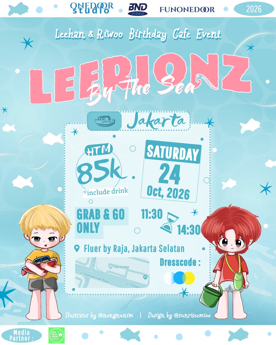 funonedoor's tweet photo. 🫧 𝐋𝐞𝐞𝐫𝐢𝐨𝐧𝐳 𝐛𝐲 𝐓𝐡𝐞 𝐒𝐞𝐚 🐠
What happens when a Little Boy meets the Ocean's Miracle?

📌 Fleur by Raja, Jakarta
🗓 Saturday, 24th Oct 2026
💸 85k (goodies + drink)
👗White, Blue, Yellow

🔗 https://t.co/QoQ22lJFAO https://t.co/o7f559JMKC