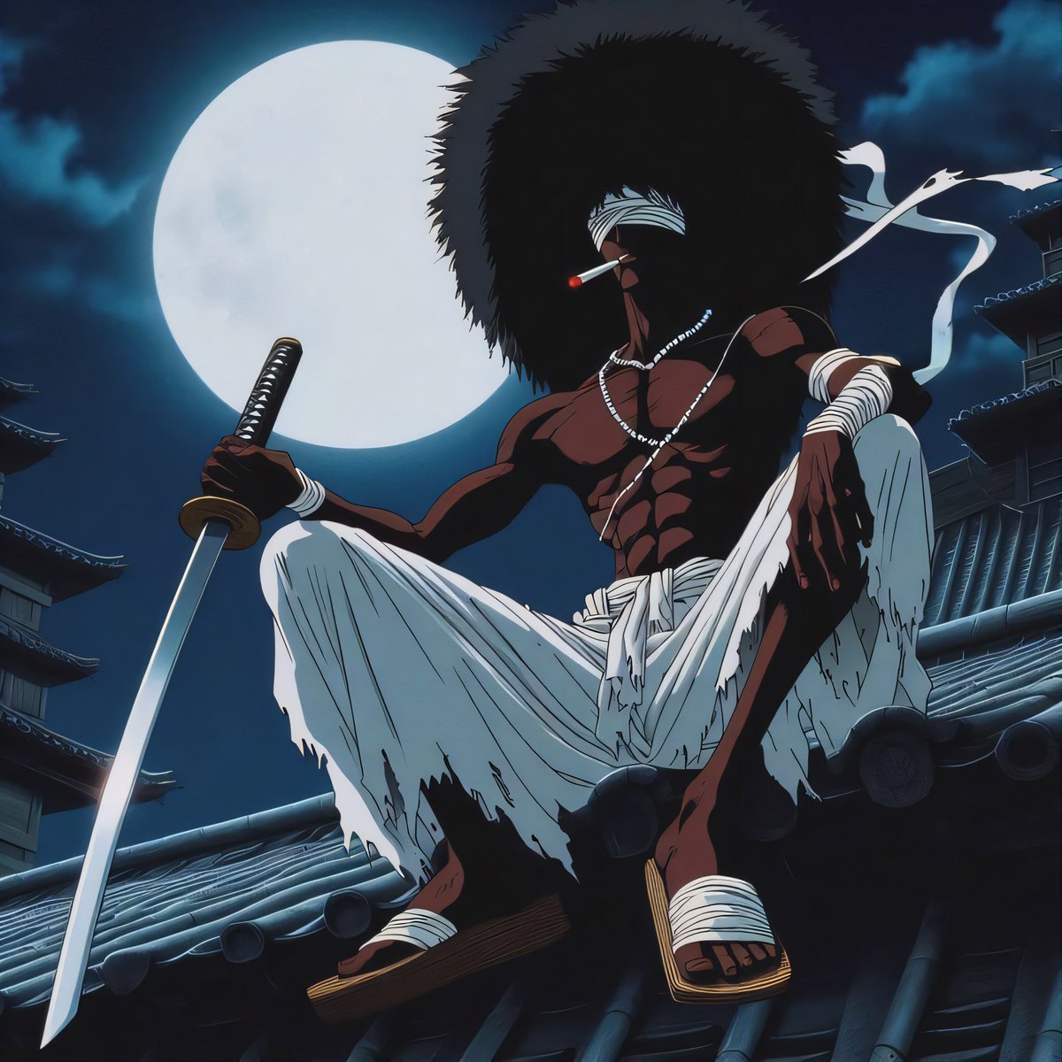 Billionpapers's tweet photo. Afro Samurai Tales in the moonlight 🌑 https://t.co/CAY2W7EipG