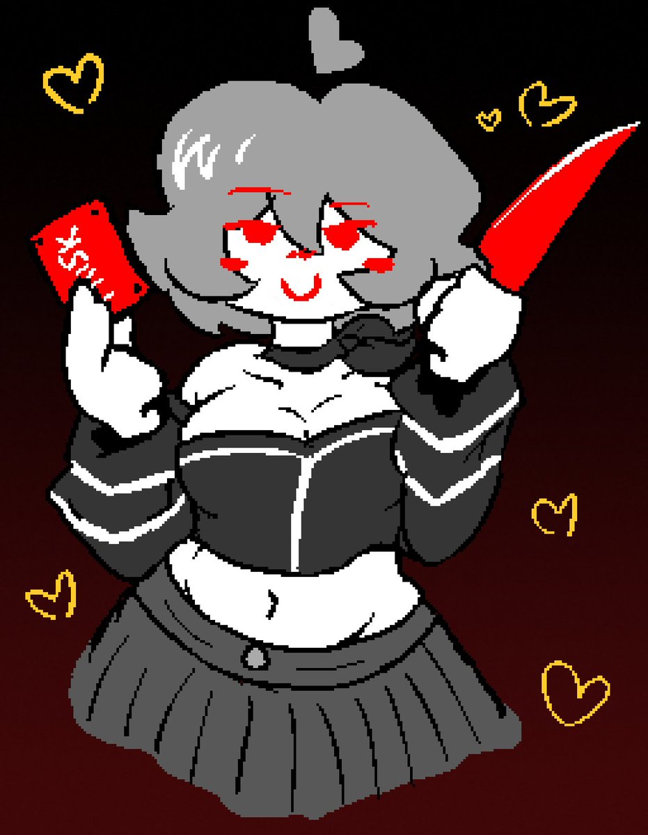 toryafaidyui's tweet photo. LoveManiac Chara as Mita from Miside.
#undertale #lovemaniac #mita #miside #pixelart #art #NSFW #chara https://t.co/40a2wHfp30