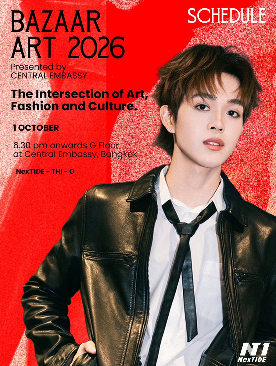 NexT1DEofficial's tweet photo. #THIO will be joining “BAZAAR ART 2026 Presented by Central Embassy”, an exhibition celebrating the intersection of contemporary art, fashion, and culture. 🎨
 
📅 1 October 2026
⏰ 6:30 PM onwards
📍 Level G, Central Embassy
 
See you at the exhibition! @bazaarthailand
#NexT1DE 
#BAZAARArt #BAZAARART2026
#ACELovesFashion 
#CentralEmbassy #BAZAARThailand