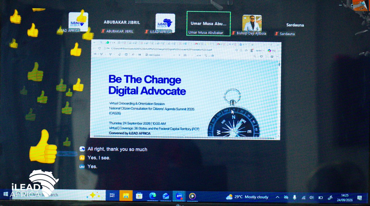 ilead4africa's tweet photo. We welcomed #BeTheChangeDigitalAdvocates during our virtual onboarding session on Thursday, bringing together up to 300 champions committed to amplifying citizens’ voices &amp; action ahead of #CitizensAgendaSummit2026.

#iLeadAfrica #iBeTheChange #CitizensAgenda2026 #DigitalAdvocacy https://t.co/qB6eRKbK6h