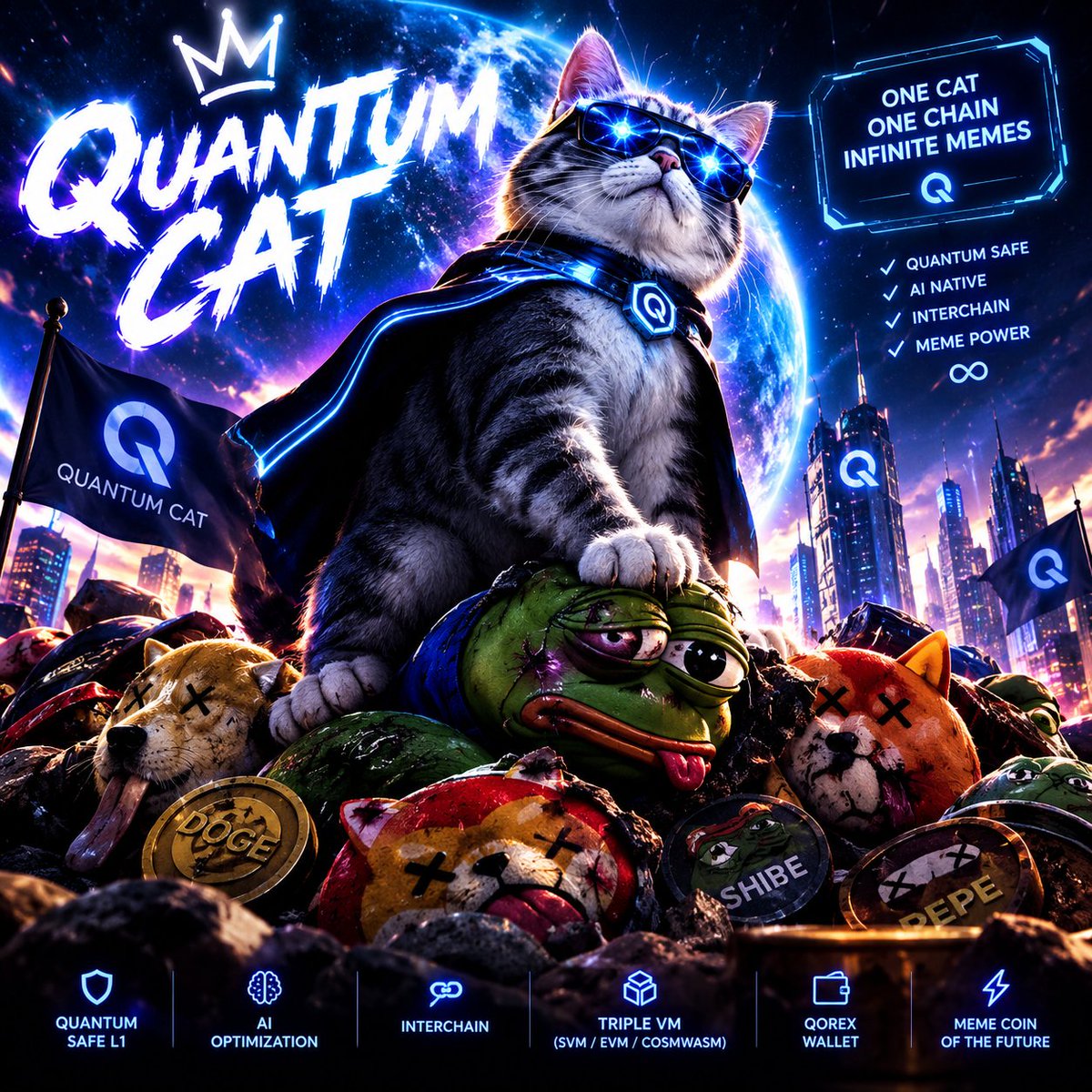 QuantumCatOfc's tweet photo. 🐱⚛️ Quantum Cat has entered the game.

Other memes are just memes.
$QCAT is the cat of the quantum era. 🌌

One cat. One chain. Infinite memes. ♾️

#QuantumCat #QCAT #QoreChain $shiba $pepe $doge $vstr $gibi $orta $BTC #memetoken https://t.co/xjx4R7NAEk