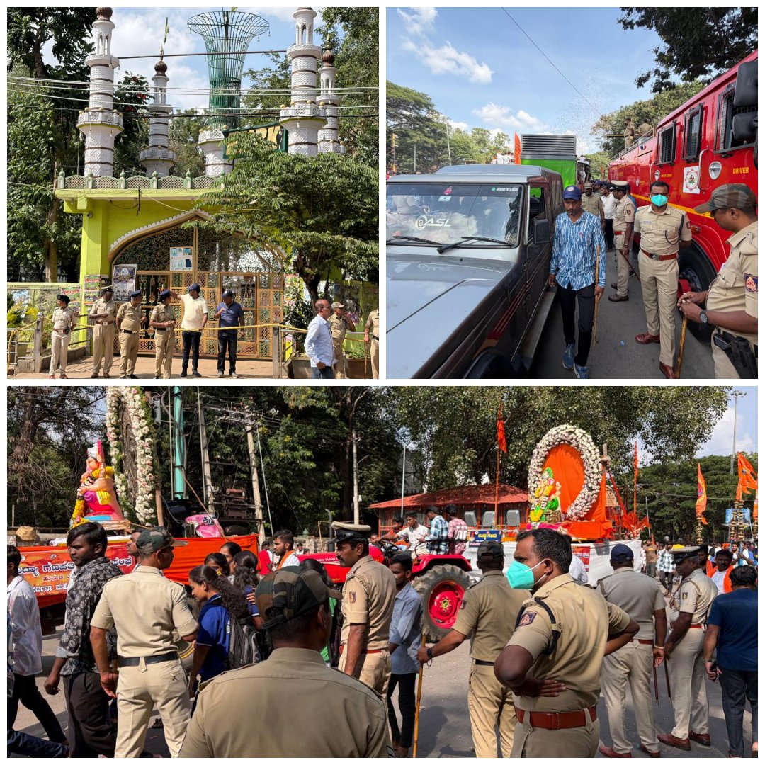 SPTumkur's tweet photo. ತುಮಕೂರು ನಗರದ ಹಿಂದೂ ಮಹಾ ಗಣಪತಿ ವಿಸರ್ಜನಾ ಕಾರ್ಯಕ್ರಮದ ಬಂದೋಬಸ್ತ್ ಭಾಗವಾಗಿ ಸೂಕ್ಷ್ಮ ಪ್ರದೇಶಗಳ ಪರಿವೀಕ್ಷಣೆ ನಡೆಸಿ ಬಂದೋಬಸ್ತ್  ಉಸ್ತುವಾರಿ ಮಾಡಲಾಯಿತು.  #TumakuruDistrictPolice 
#HinduMahaGanapati #Bandobasth 
@venkatashok https://t.co/9wGL3ei3xq