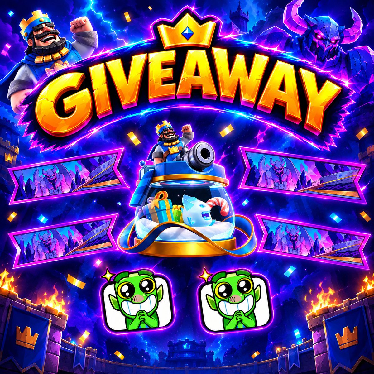 MhSal3h1's tweet photo. 🎁 Giveaway: x2 Goblin Emotes, x4 Banners, x1 Tower Skins
🔴 How to participate:
✅ Follow me,https://t.co/QBrj5a284r
🔄 Retweet and Like ♥️
🫂 Comment what you would prefer to win: an emote, a banner, or a tower skin
⛔ The giveaway ends in 1 days ⏰
#ClashRoyale #Giveaway https://t.co/hnx486rv5v