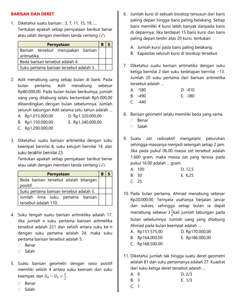 latsolyuk's tweet photo. Drive latsol fundamental matematika

📐 eksponen &amp; logaritma
https://t.co/Xg6qEWNo5t
📐 barisan &amp; deret
https://t.co/dpzLm5tFv4
📐 trigonometri
https://t.co/3cB8IGzbtM
📐 vektor
https://t.co/z5gYlxvtQv
💬 Gabung Saluran Info Latihan Soal
https://t.co/o326bZOOGc https://t.co/h6MkmdMwWv