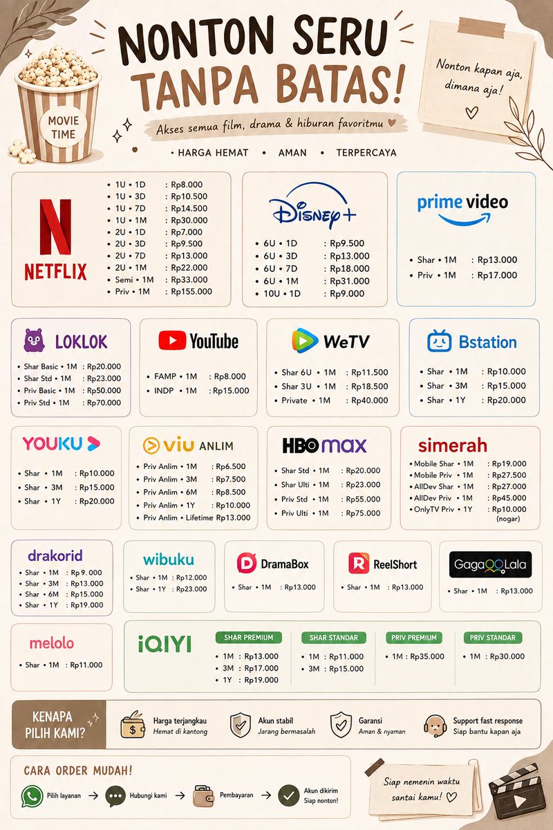 abcd911922's tweet photo. heyyoww streaming app dengan harga terjangkau iss backkk!!!!! 

#netflix #disneyplus #primevideo #loklok #youtubeprem #wetv #bstation #viu #qiyi #melolo #hbomax #youku #simerah #drakorid #wibuku 

cussssss belii gasskeunnn🫰🫰 https://t.co/kHhPaqLYCY
