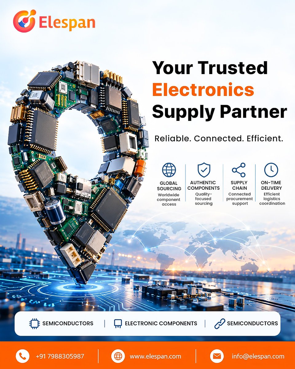 elespan_1's tweet photo. Reliable components. Smarter supply. ⚡
Global sourcing. Authentic components. On-time delivery.

🌐 https://t.co/YmHOnvuHRN
#Elespan #ElectronicComponents #Semiconductors #SupplyChain https://t.co/s3eqAOvNmT
