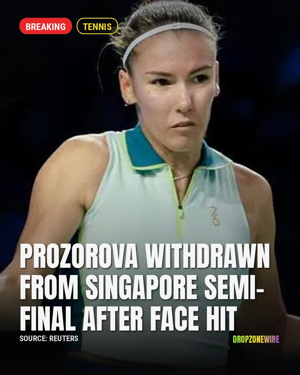 dropzonewire's tweet photo. Prozorova withdrew from the Singapore Open semifinal after a ball hit her in the face. She says a WTA physio pressured her after a concussion diagnosis. Was the call right? https://t.co/YkAmPIMb89