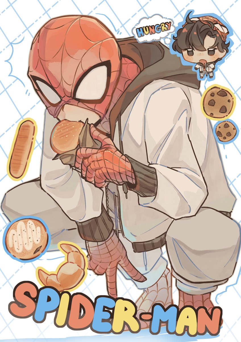 acekwu_'s tweet photo. I was hungry so i drew him eating.. #SPIDERMAN https://t.co/qZlh7B0tPL