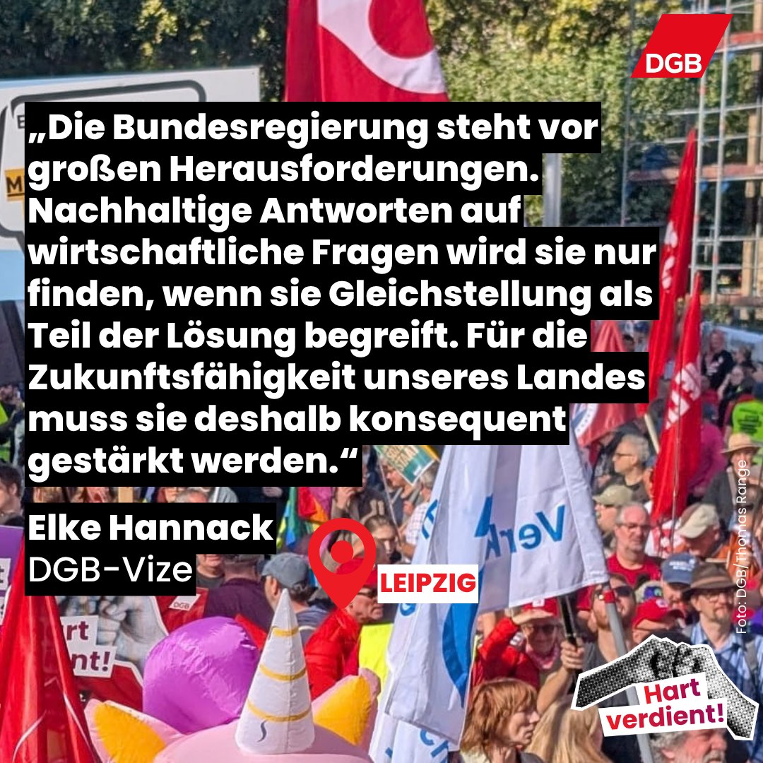 dgb_news's tweet photo. #HartVerdient – Aktuell sind zigtausende Menschen in 15 Städten bundesweit mit uns für einen starken Sozialstaat, sichere Arbeitsplätze, gute Arbeitsbedingungen und den Schutz von Arbeit-nehmerrechten auf der Straße. Unsere Vize Elke Hannack spricht in Leipzig. https://t.co/NGUU94u5rj
