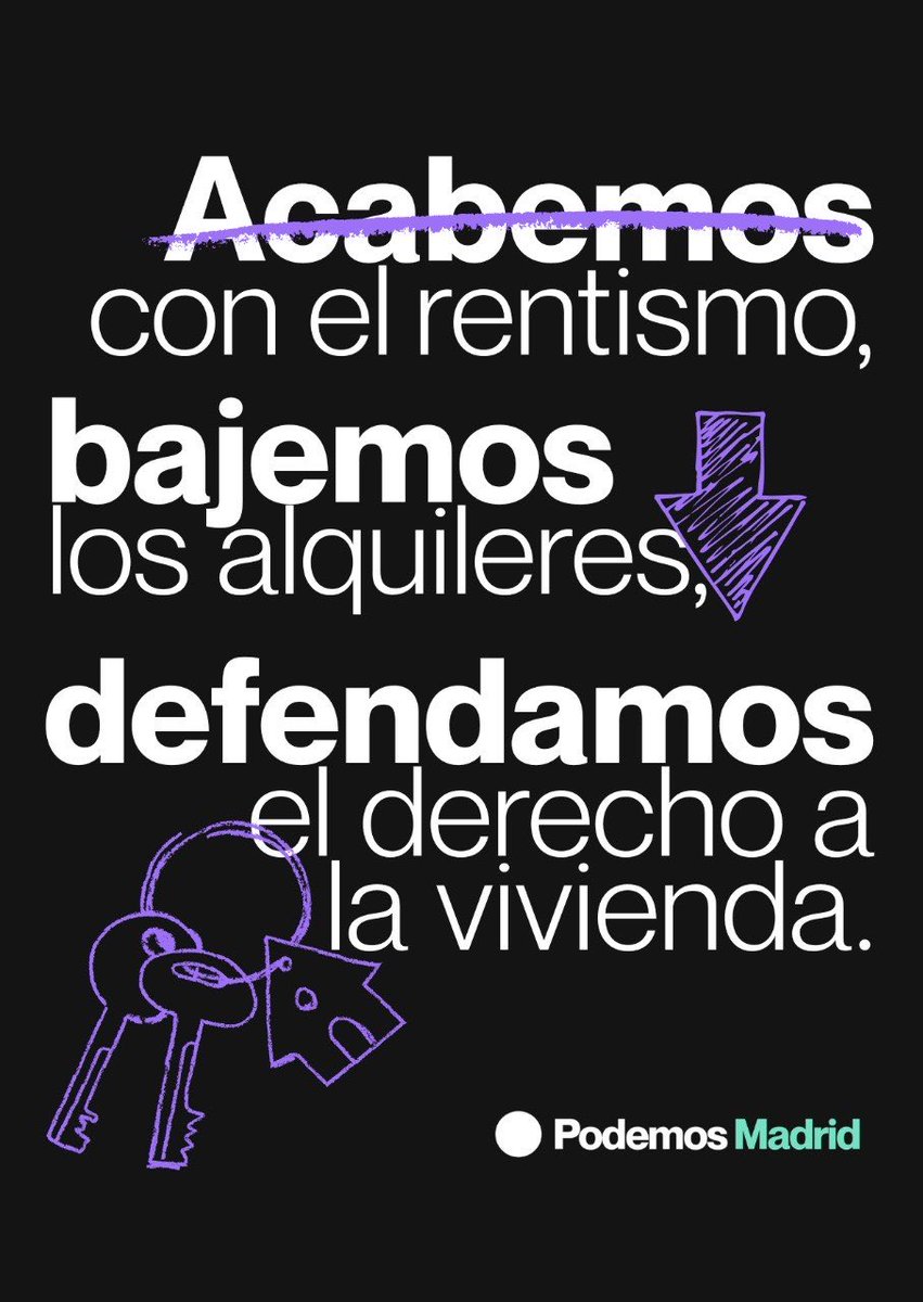 podemosmad's tweet photo. ¡Acabemos con el rentismo,
defendamos el derecho a la vivienda! 

🔑🔑🔑 https://t.co/k4N2JUCVmL